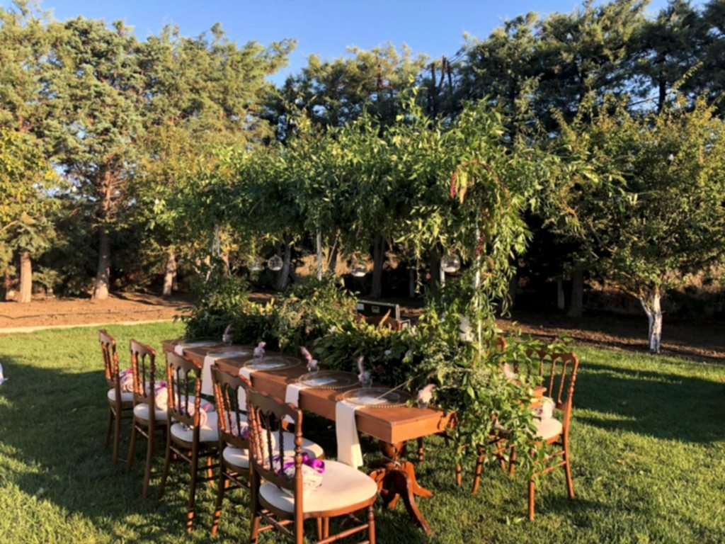 Bahçede Nişan Daveti Aile Masası Süsleme